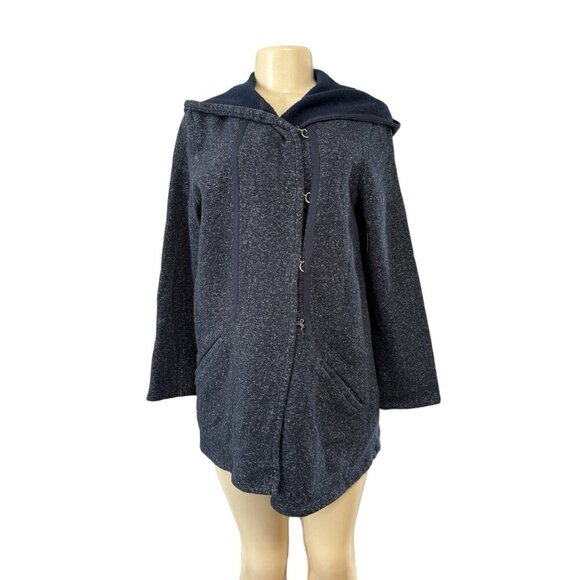 Max Studio Weekend Blue Cotton Jacket Asymmetrical Long Loungewear Sweatshirt M - Picture 3 of 11